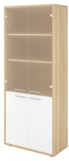 Шкаф высокий ДБ42 (ДБ24+ДБ27*2+ДБ45С*2+ДБ48*2) стекло сатин