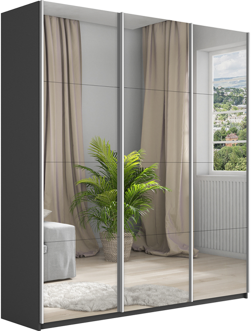 Шкаф-купе Прайм 3-х дверный (Зеркало) Серый диамант