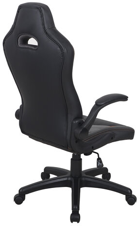 Кресло компьютерное BRABIX "Skill GM-005", откидные подлокотники, экокожа, черное/оранжевое, 532495