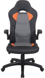 Кресло компьютерное BRABIX &quot;Skill GM-005&quot;, откидные подлокотники, экокожа, черное/оранжевое, 532495