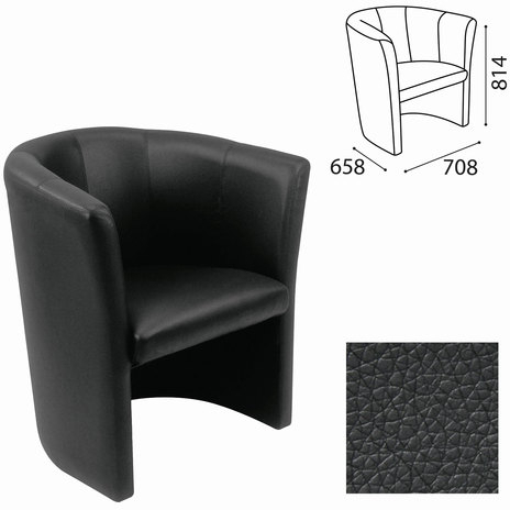 Кресло "Club", 814х708х658 мм, c подлокотниками, кожзам, черное