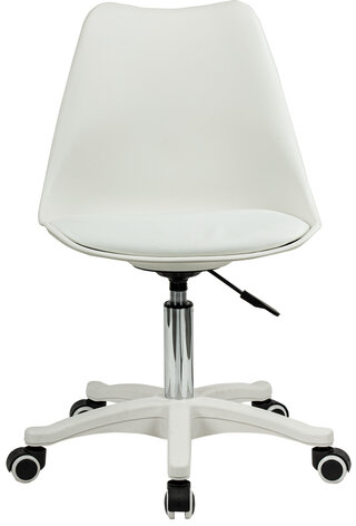 Кресло стул BRABIX "Eames MG-310 PL", пластик белый, экокожа белая, 532926