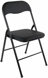 Стулья складные BRABIX "Golf CF-007", КОМПЛЕКТ 2 шт., черный каркас, кожзам черный, 533029