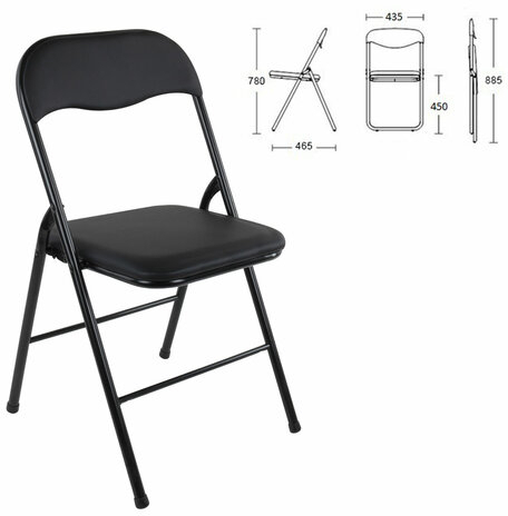 Стулья складные BRABIX "Golf CF-007", КОМПЛЕКТ 2 шт., черный каркас, кожзам черный, 533029