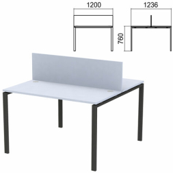 Стол письменный 2-х МЕСТНЫЙ на металлокаркасе Арго