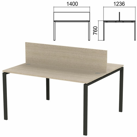 Стол письменный 2-х МЕСТНЫЙ на металлокаркасе Арго