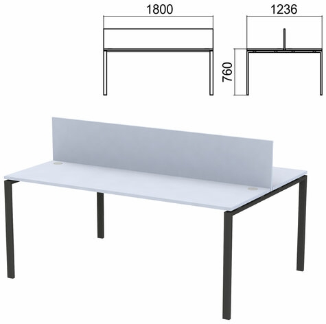Стол письменный 2-х МЕСТНЫЙ на металлокаркасе Арго