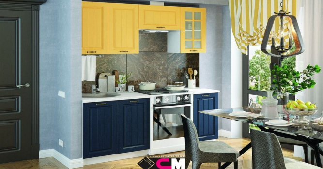 Кухня Мария Мария Жёлтый | Синий  (1,8 м) модульная