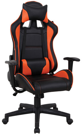 Кресло компьютерное BRABIX "GT Racer GM-100", две подушки, экокожа, черное/оранжевое, 531925