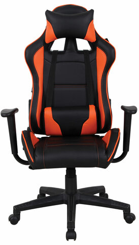 Кресло компьютерное BRABIX "GT Racer GM-100", две подушки, экокожа, черное/оранжевое, 531925