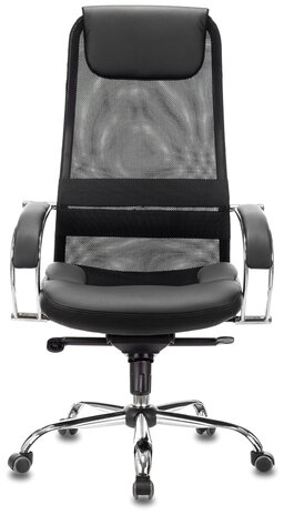 Кресло офисное BRABIX PREMIUM "Stalker EX-609 PRO", хром, мультиблок, ткань-сетка/экокожа, черное, 532416, EX609PRO_532416