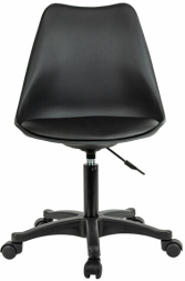 Кресло стул BRABIX "Eames MG-310 PL", пластик черный, экокожа черная, 532927