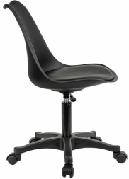 Кресло стул BRABIX "Eames MG-310 PL", пластик черный, экокожа черная, 532927