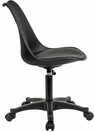 Кресло стул BRABIX "Eames MG-310 PL", пластик черный, экокожа черная, 532927