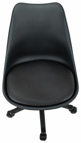 Кресло стул BRABIX "Eames MG-310 PL", пластик черный, экокожа черная, 532927