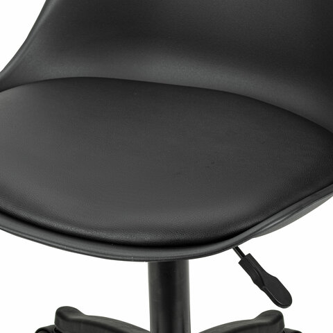 Кресло стул BRABIX "Eames MG-310 PL", пластик черный, экокожа черная, 532927