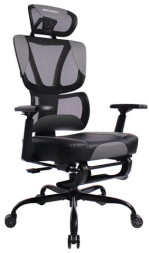 Кресло BRABIX PREMIUM "Venom GM-530", подножка, синхромеханизм, экокожа/сетка, черное/серое, 532951