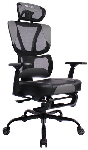 Кресло BRABIX PREMIUM "Venom GM-530", подножка, синхромеханизм, экокожа/сетка, черное/серое, 532951