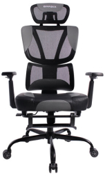 Кресло BRABIX PREMIUM "Venom GM-530", подножка, синхромеханизм, экокожа/сетка, черное/серое, 532951