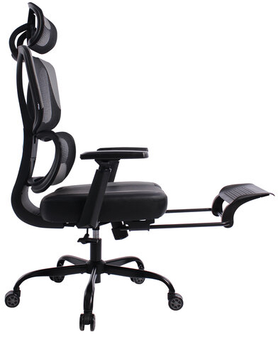 Кресло BRABIX PREMIUM "Venom GM-530", подножка, синхромеханизм, экокожа/сетка, черное/серое, 532951