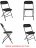 Стулья складные BRABIX "Golf CF-002", КОМПЛЕКТ 4 шт., черный каркас, пластик черный, 533030