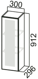 Шкаф навесной со стеклом Ш300с Вектор