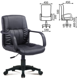 Кресло BRABIX &quot;Hit MG-300&quot;, с подлокотниками, экокожа, черное, 530864