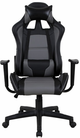 Кресло компьютерное BRABIX "GT Racer GM-100", две подушки, экокожа, черное/серое, 531926
