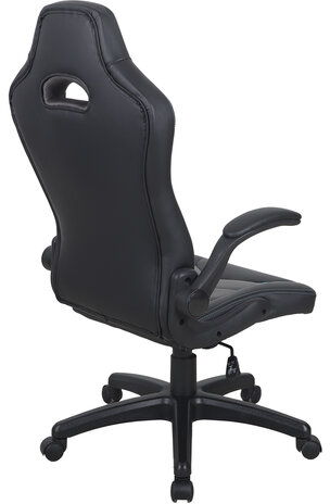 Кресло компьютерное BRABIX "Skill GM-005", откидные подлокотники, экокожа, черное/голубое, 532497