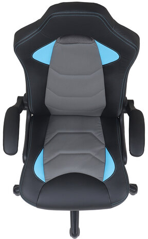 Кресло компьютерное BRABIX "Skill GM-005", откидные подлокотники, экокожа, черное/голубое, 532497