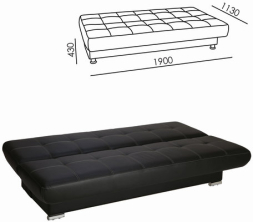 Диван мягкий раскладной "Модесто", 1900х900х820 мм, экокожа, черный