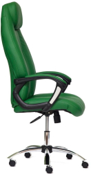Кресло BOSS (хром) кож/зам, зеленый/зеленый перфорированный, 36-001/36-001/06
