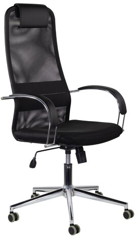 Кресло офисное BRABIX "Pilot EX-610 CH" premium, хром, ткань-сетка, черное, 532417