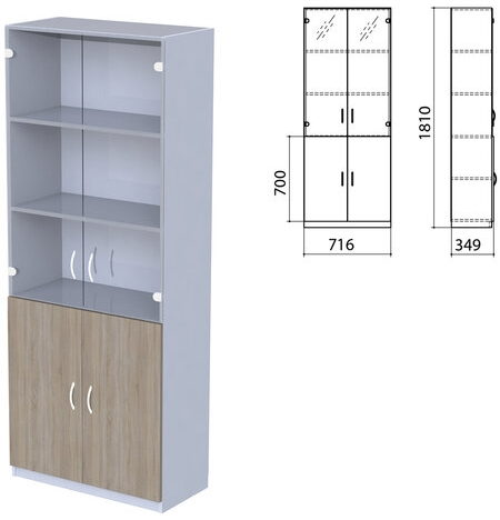 Шкаф закрытый со стеклом Бюджет