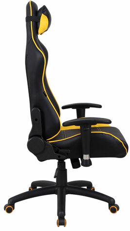 Кресло компьютерное BRABIX "GT Master GM-110", две подушки, экокожа, черное/желтое, 531927