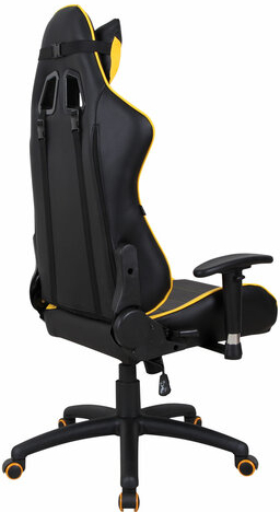 Кресло компьютерное BRABIX "GT Master GM-110", две подушки, экокожа, черное/желтое, 531927