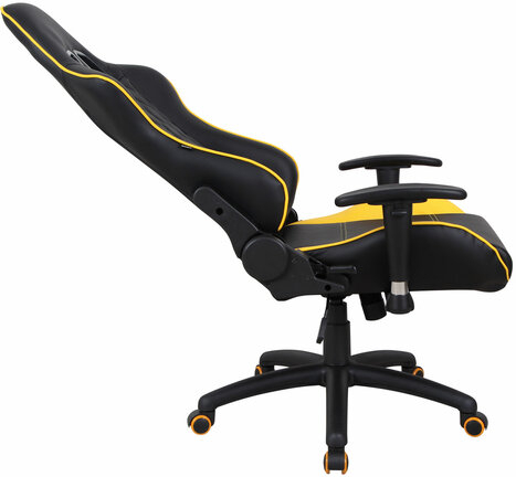 Кресло компьютерное BRABIX "GT Master GM-110", две подушки, экокожа, черное/желтое, 531927