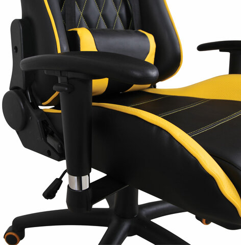 Кресло компьютерное BRABIX "GT Master GM-110", две подушки, экокожа, черное/желтое, 531927