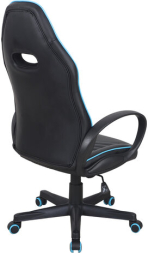 Кресло компьютерное BRABIX "Flame GM-004", экокожа, черное/голубое, 532498