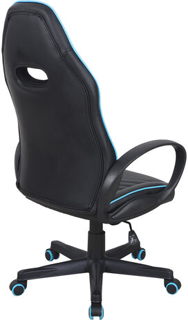 Кресло компьютерное BRABIX "Flame GM-004", экокожа, черное/голубое, 532498