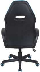 Кресло компьютерное BRABIX "Flame GM-004", экокожа, черное/голубое, 532498