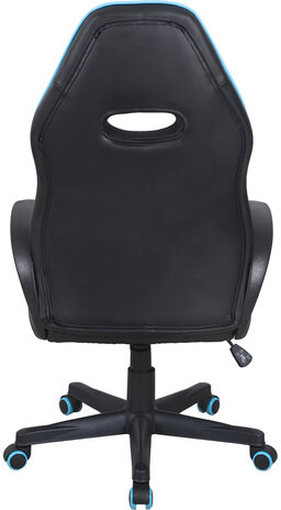 Кресло компьютерное BRABIX "Flame GM-004", экокожа, черное/голубое, 532498