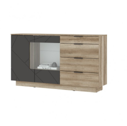 Комод 4 ящика со стеклом КМ 02 Даллас