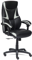 Кресло CAMBRIDGE кож/зам/ткань, черный/св.серый, 36-6/14