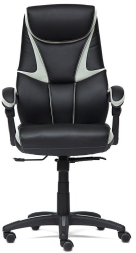 Кресло CAMBRIDGE кож/зам/ткань, черный/св.серый, 36-6/14