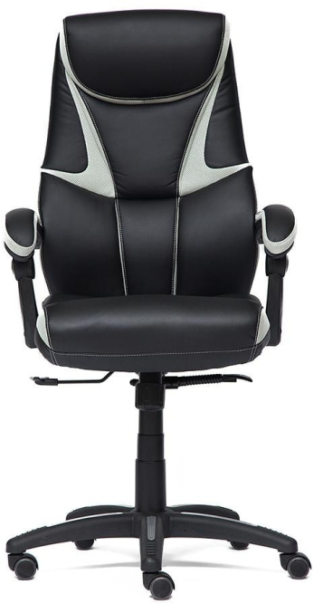 Кресло CAMBRIDGE кож/зам/ткань, черный/св.серый, 36-6/14