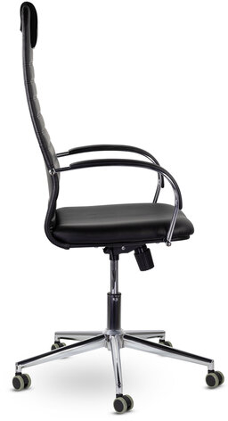 Кресло офисное BRABIX "Pilot EX-610 CH" premium, хром, кожзам, черное, 532418