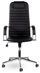 Кресло офисное BRABIX "Pilot EX-610 CH" premium, хром, кожзам, черное, 532418