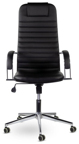 Кресло офисное BRABIX "Pilot EX-610 CH" premium, хром, кожзам, черное, 532418