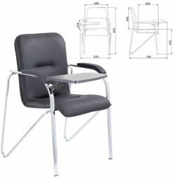 Кресло со столом BRABIX "Samba CF-108 BOX-2", хром каркас, кожзам черный, разобрано, 533218